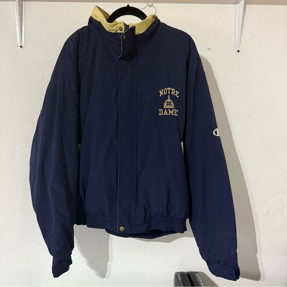 Vintage 90s Champion Navy and Yellow Notre Dame Jacket - Picture 1 of 12